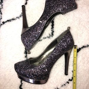 Graphite glitter platform heels by Mossimo